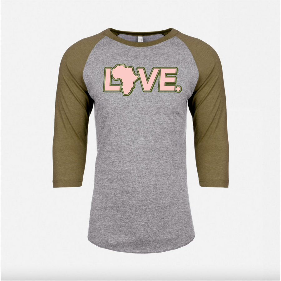 2023 Adult Baseball 3/4 Sleeve Military & Gray with Light Pink
