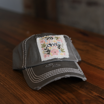 Hat - Relaxed Gray Trucker with Layne Flower Patch
