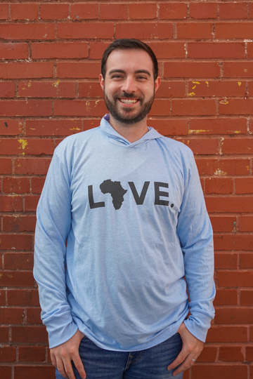 2025 Adult Next Level Hooded Tee Heather Columbia Blue