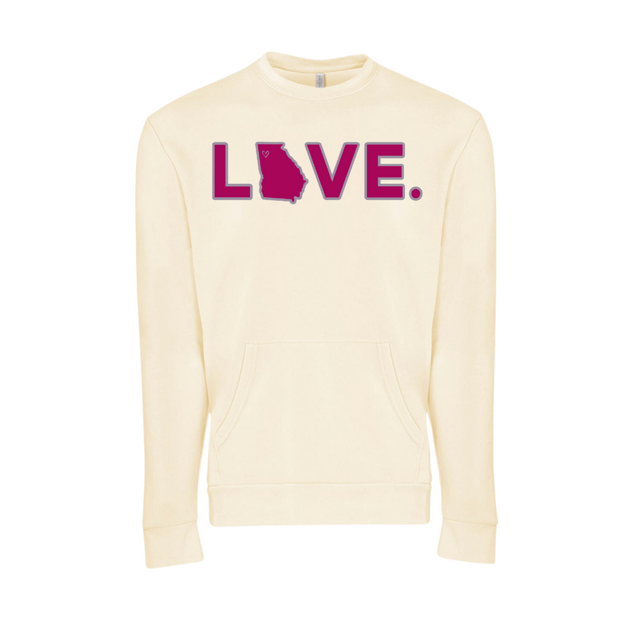 2024 Valentine's Collection Adult Sweatshirt Natural with Raspberry