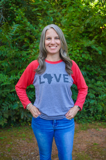 2025 Adult Raglan 3/4 Sleeve Heather Gray with Red