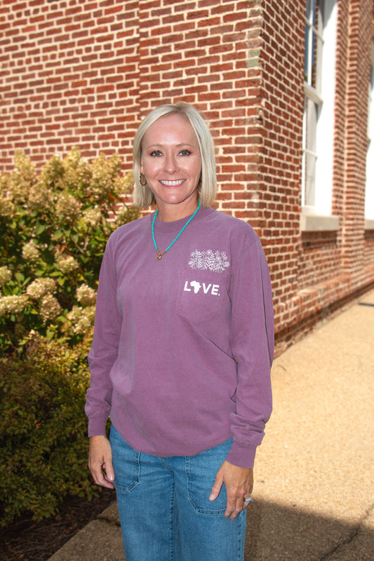 2026 Adult Comfort Colors Long Sleeve Berry Pocket Tee