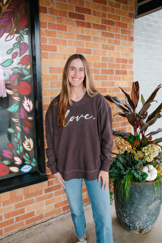 2026 Royce Vintage Vneck Poncho Fleece Espresso