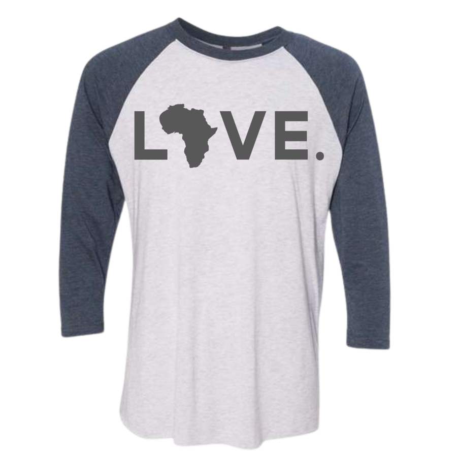 2025 Adult Raglan 3/4 Sleeve Heather White with Indigo