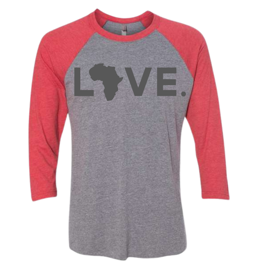 2025 Adult Raglan 3/4 Sleeve Heather Gray with Red