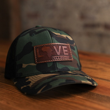 Hat - Camo w/ Leather Patch