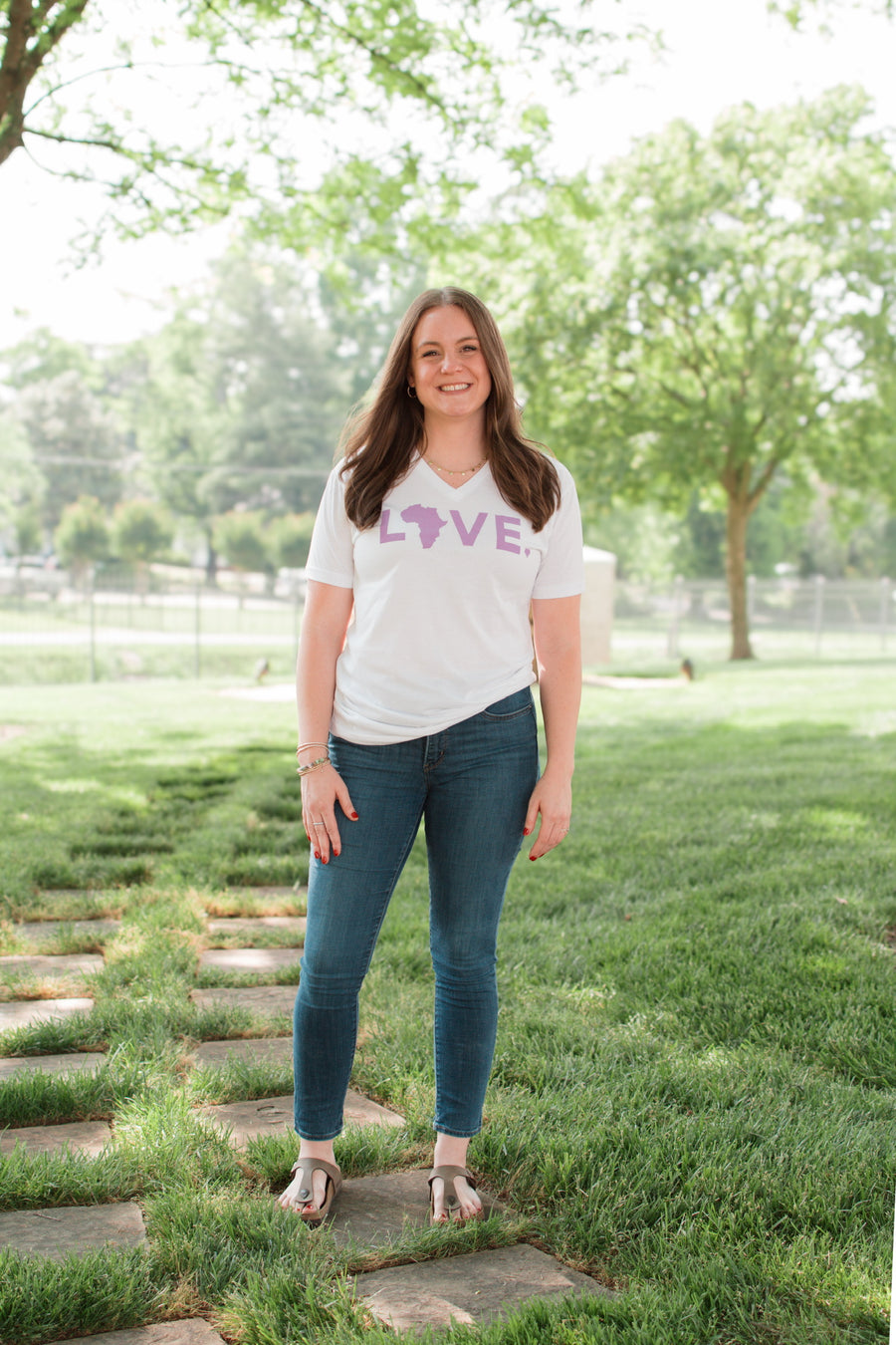 2025 White V Neck Tee - Mother's Day