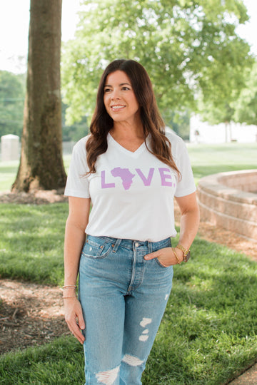 2025 White V Neck Tee - Mother's Day