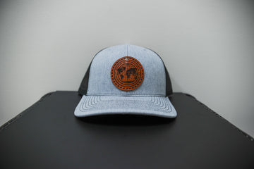 Gray LIVE2540 Leather Patch Hat