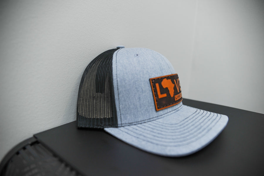 Gray LOVE. Leather Patch Hat
