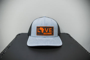 Gray LOVE. Leather Patch Hat
