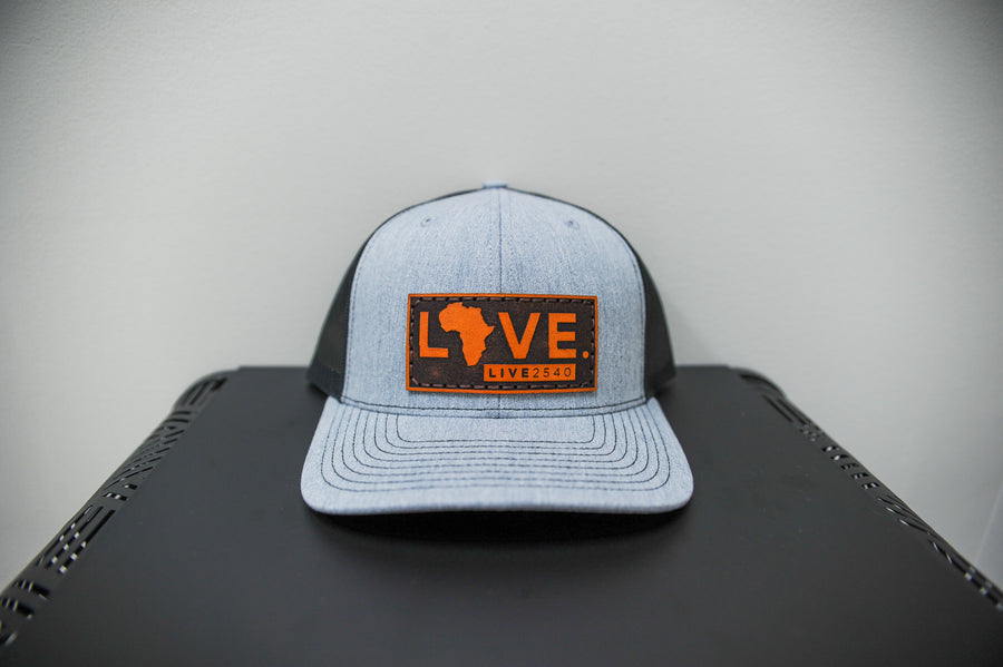 Gray LOVE. Leather Patch Hat