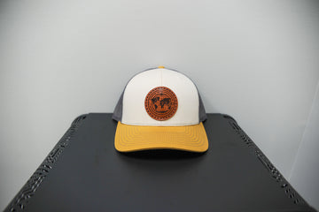 Beige LIVE2540 Leather Patch Hat