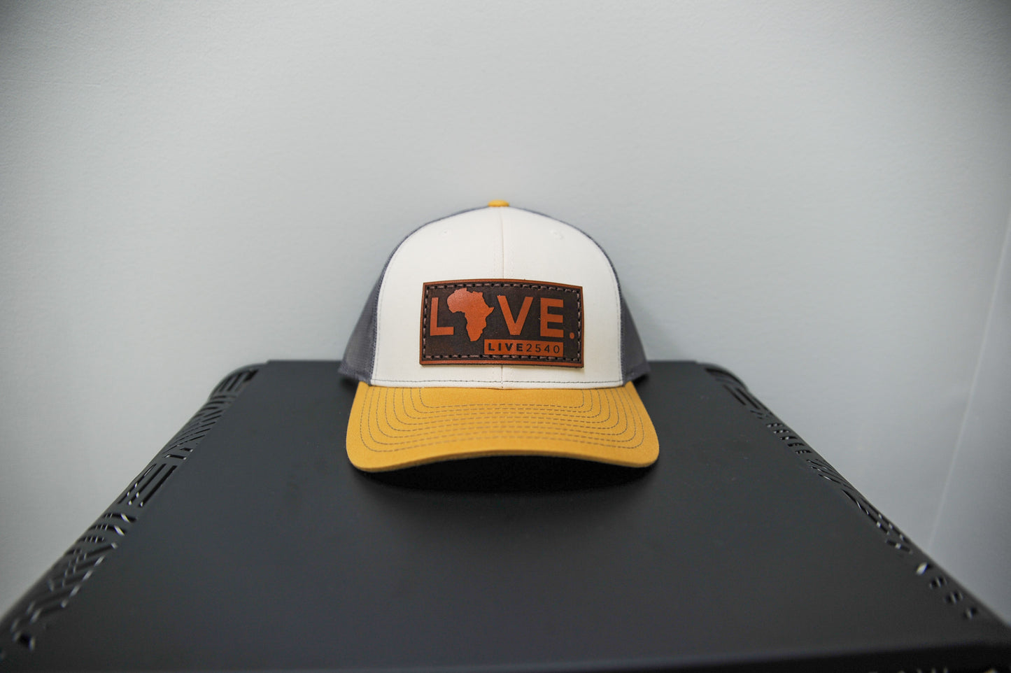 Beige LOVE. Leather Patch Hat