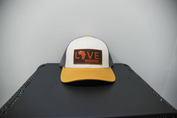 Beige LOVE. Leather Patch Hat