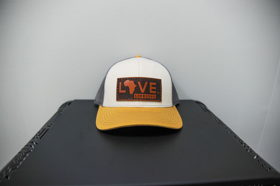 Beige LOVE. Leather Patch Hat