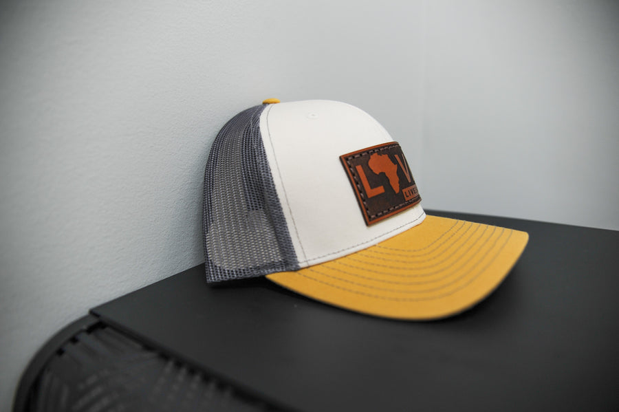 Beige LOVE. Leather Patch Hat