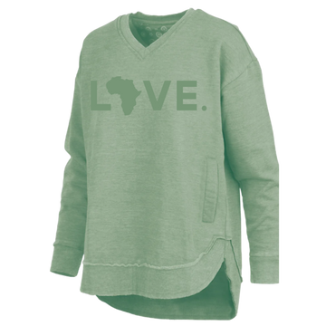 2025 Royce Vintage Vneck Poncho Fleece Sage Green