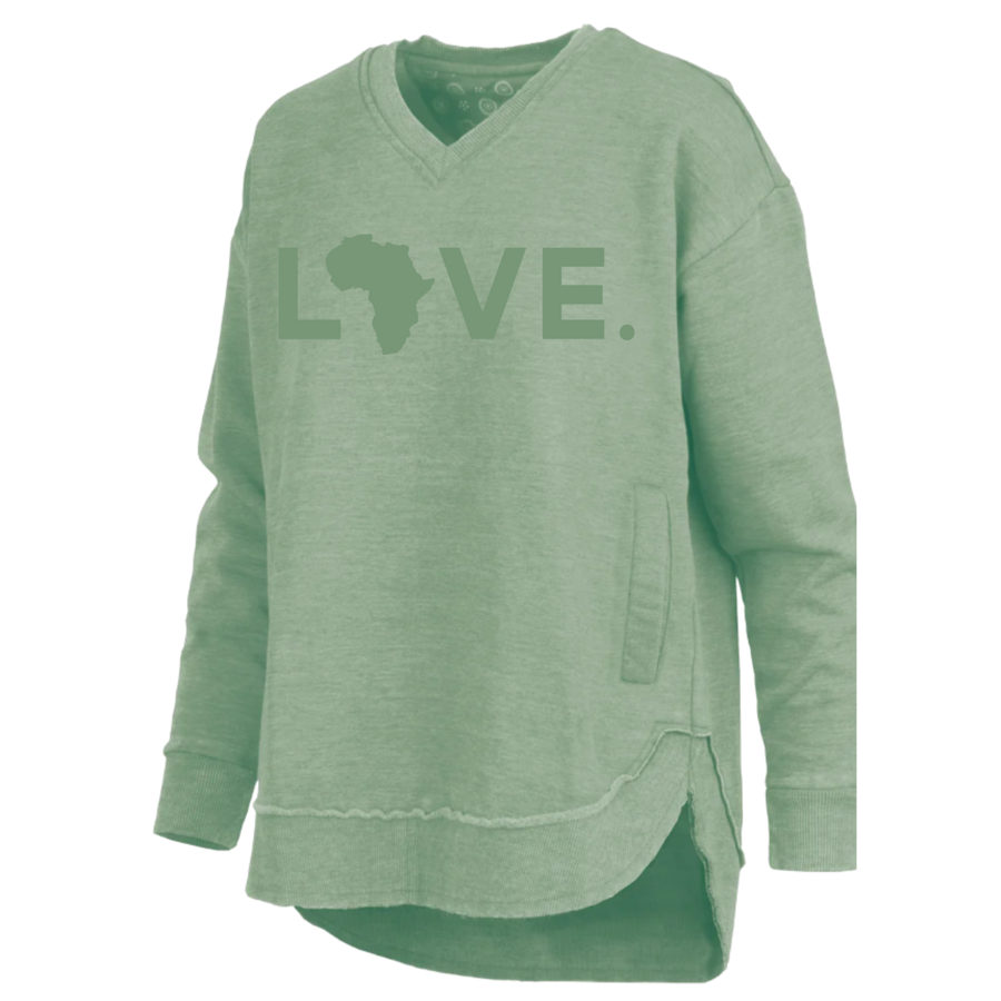 2025 Royce Vintage Vneck Poncho Fleece Sage Green