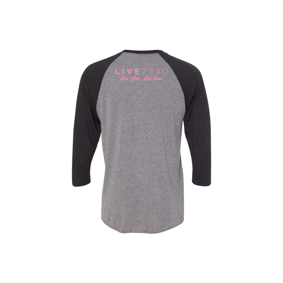 2024 Adult Baseball 3/4 Sleeve Heather Gray with Black