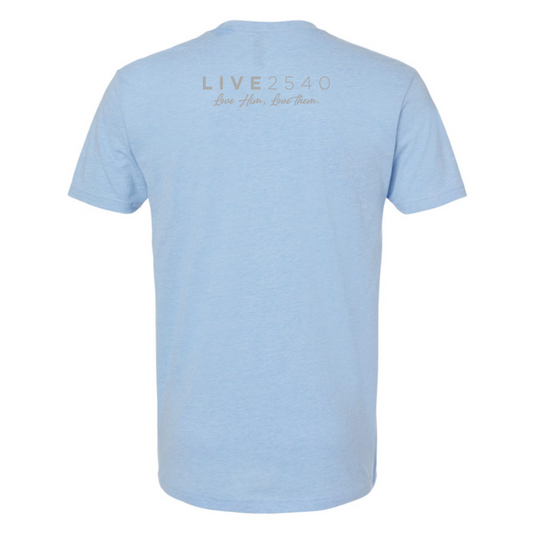 Adult Tee Heather Columbia Blue w/ Gray