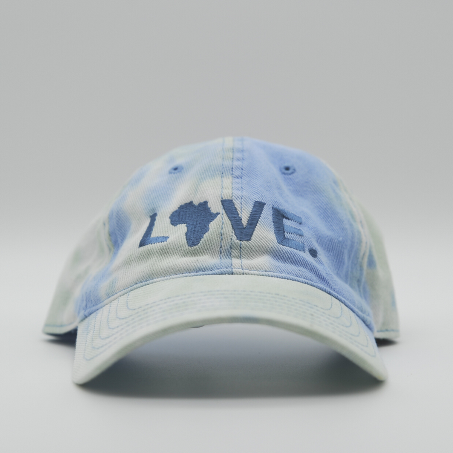 Hat - LOVE. - Relaxed Cotton Twill- Tie Dye w/ Blue Embroidery