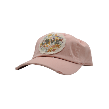 Hat - Relaxed Dusty Rose Distressed Trucker with Layne Retro Floral Patch