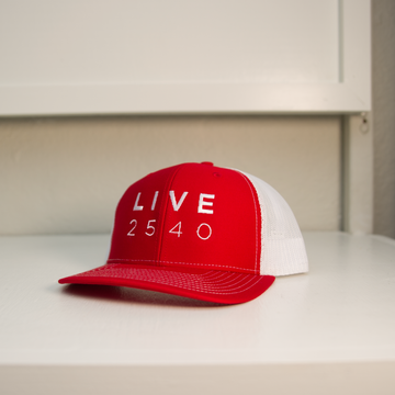 Hat - Trucker Red & White LIVE2540